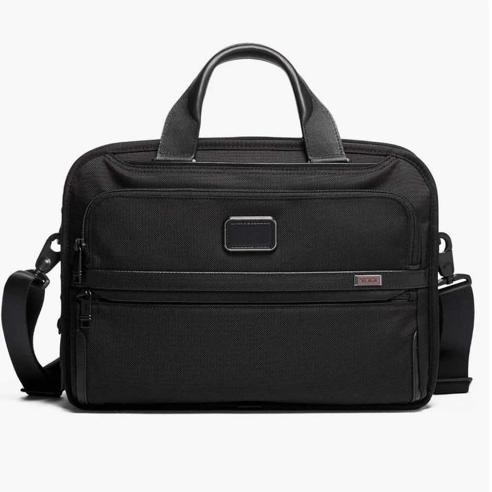 TUMI Alpha 2 Black Nylon Business Briefcase Laptop Travel Carry-On Messenger Bag